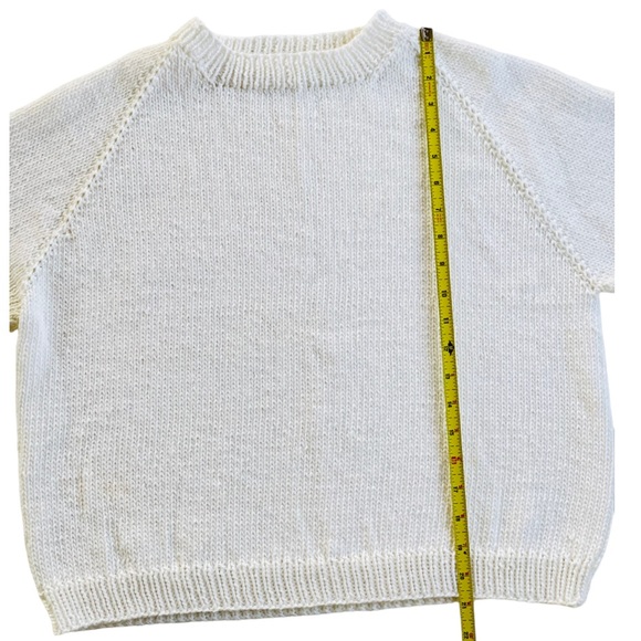 Handmade Knitted Boxy Women’s Sweater White M Medium - Picture 5 of 5
